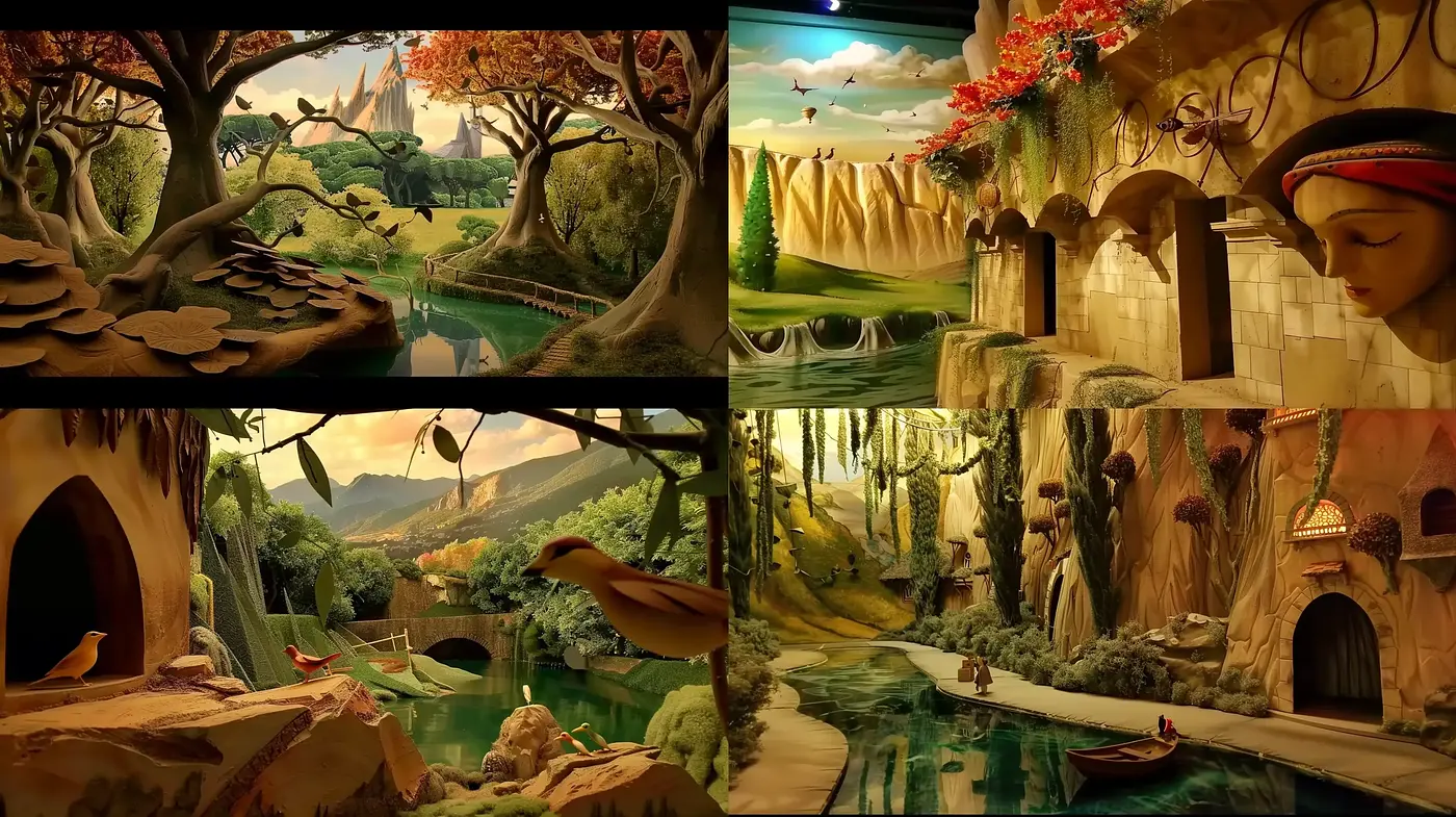 Enchanted Realms of Harmonious Earth Tones - Midjourney sref style
