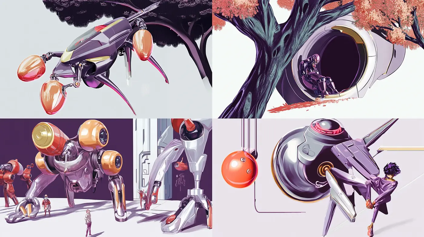 Futuristic Dreamscapes with Surreal Chrome Accents - Midjourney sref style