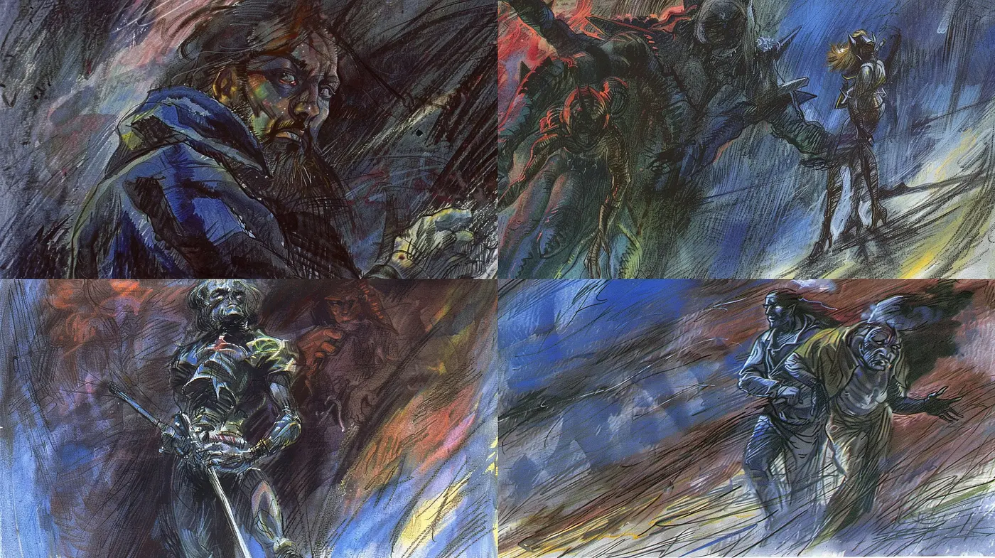 Dynamic Expressionist Swirls in a Brooding Palette - Midjourney sref style