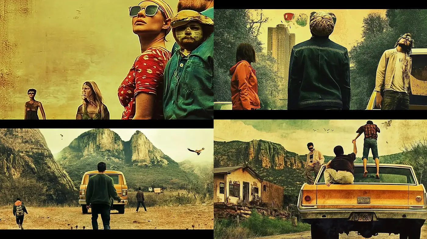 Dusty Americana: A Retro Cinematic Tribute with Surrealist Undertones - Midjourney sref style