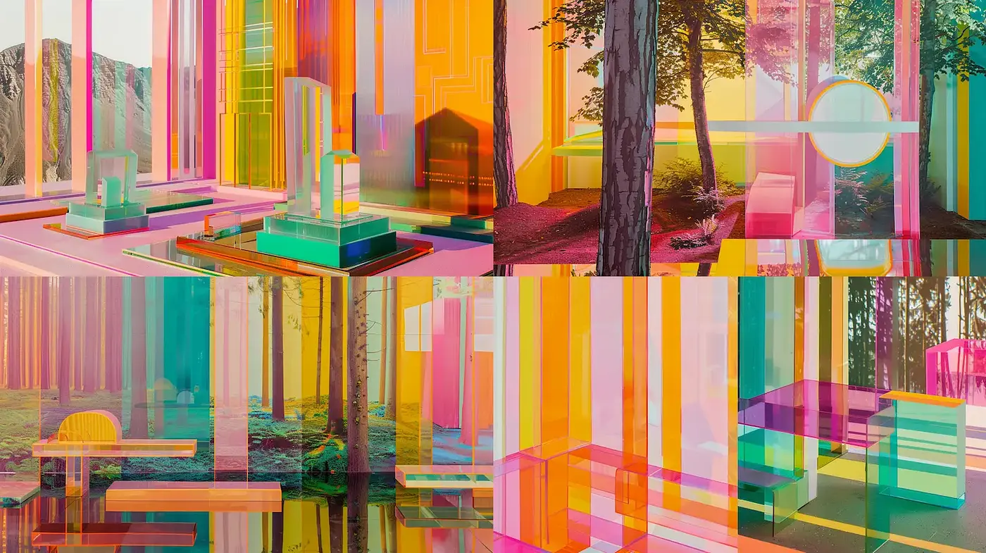 Vibrant Geometric Exploration with a Surreal Ambient Touch - Midjourney sref style
