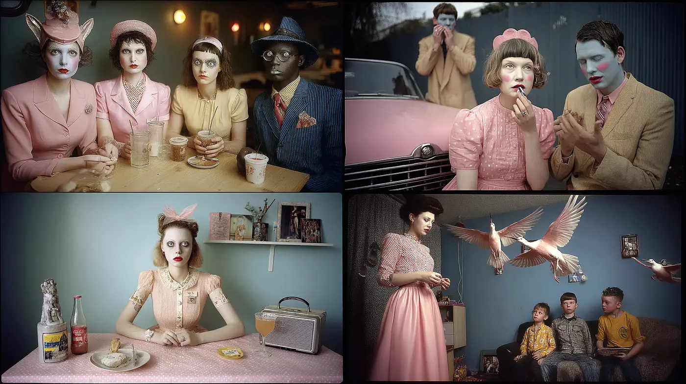 Surrealist Vintage Aesthetic with Whimsical Undertones - Midjourney sref style