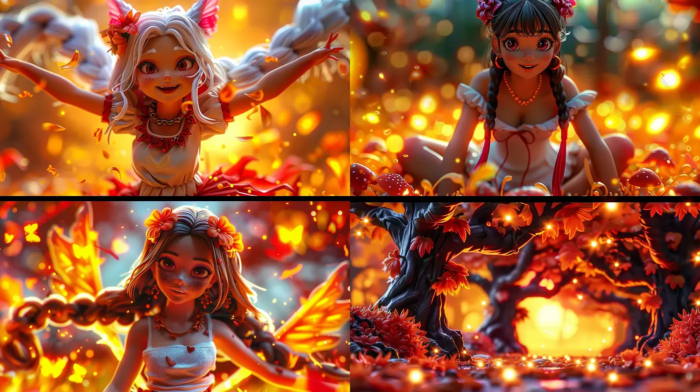Vivid Autumnal Fantasy: A Synthesis of Warm Hues and Enchanting Glow - Midjourney sref style