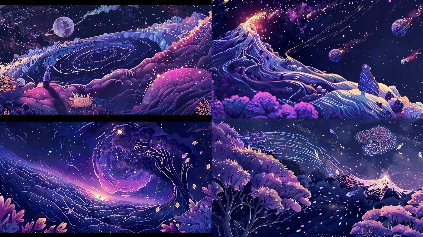 Whimsical Cosmic Dreamscape with Ethereal Textures - Midjourney sref style