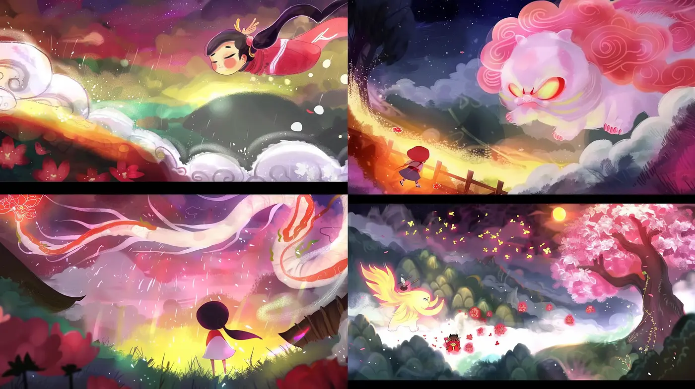Whimsical Dreamscape in Vibrant Watercolor - Midjourney sref style