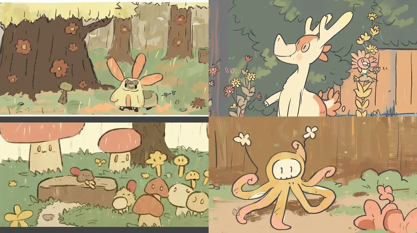 Charming and Whimsical Illustrations with a Playful Essence - Midjourney sref style