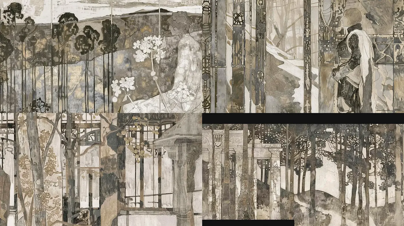 Ethereal Monochromatic Tapestry of Nostalgia - Midjourney sref style