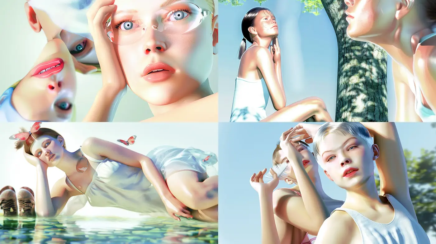Surrealistic Reflections of Ethereal Serenity - Midjourney sref style
