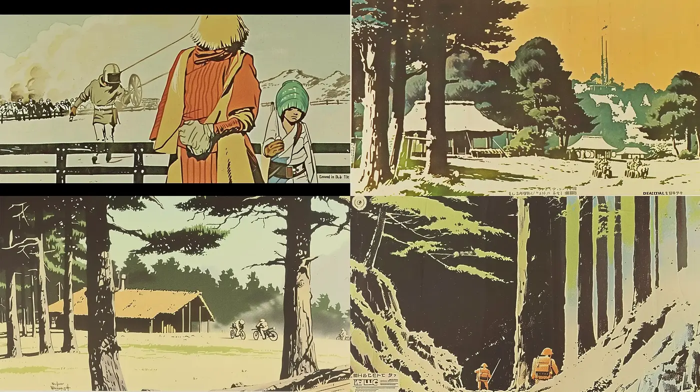 Retro Japanese Woodblock Print Resurgence - Midjourney sref style