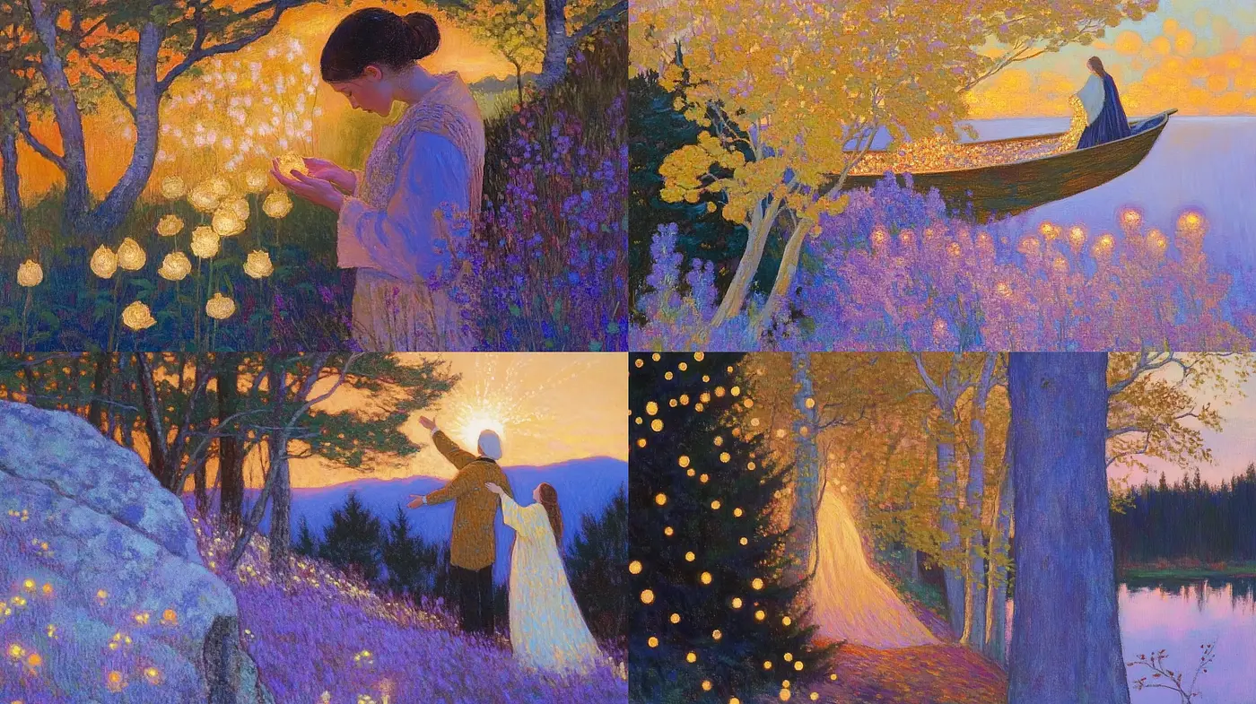 Luminous Twilight Glow: A Harmonious Intersection of Nature and Serenity - Midjourney sref style