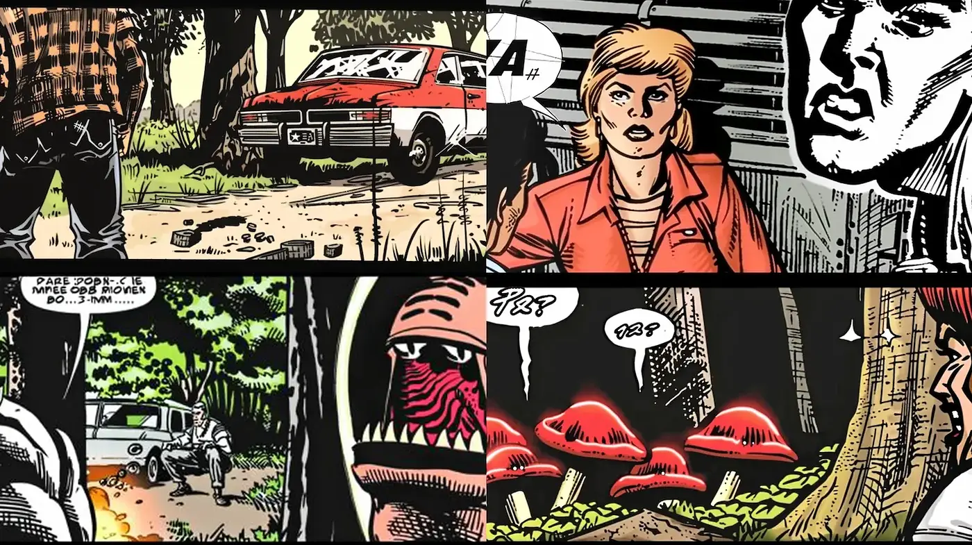 Dynamic Comic Strip Style with Retro Undertones - Midjourney sref style