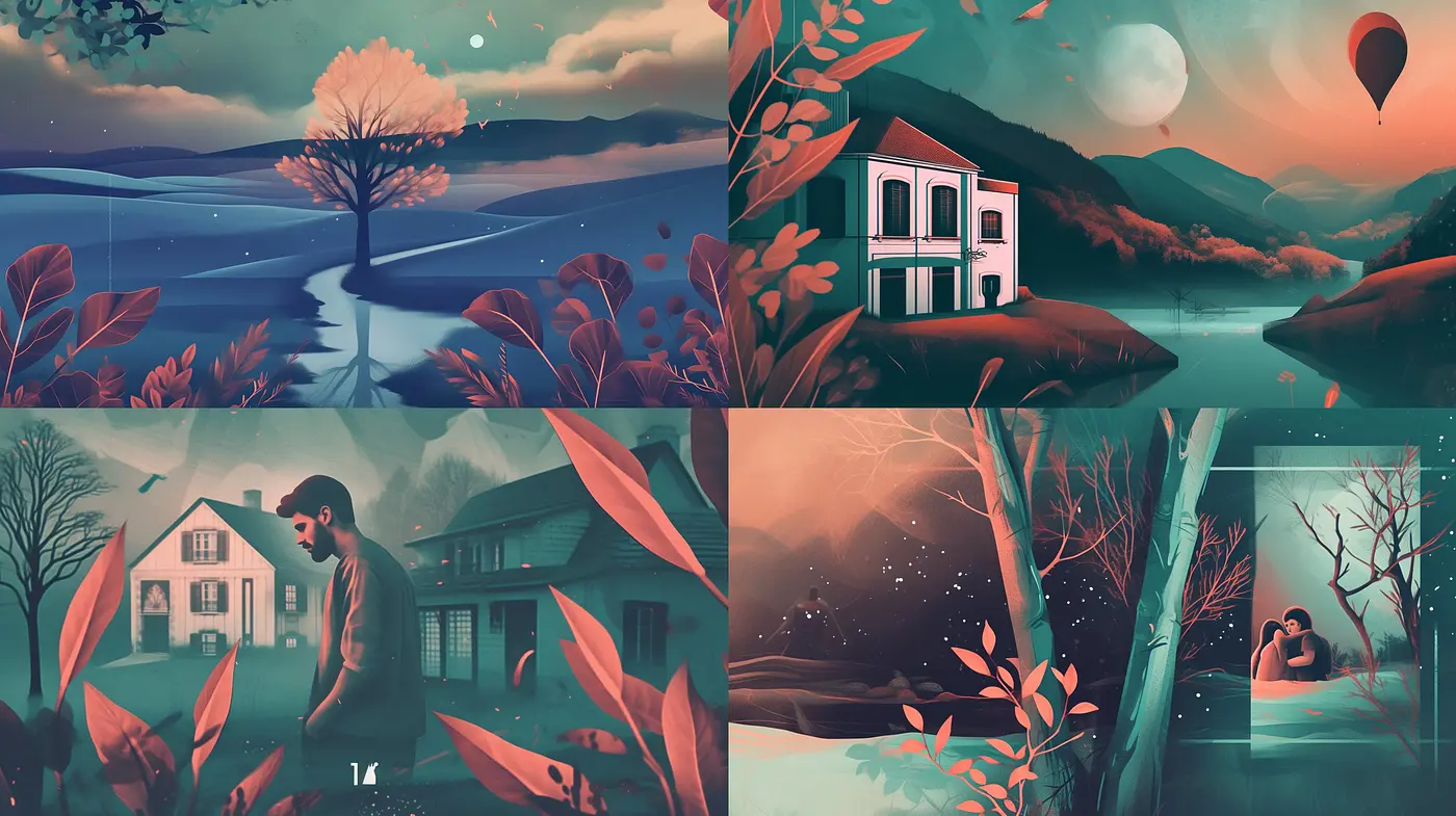 Twilight Hues and Serene Views: A Harmonious Symphony of Dusk and Dawn in Illustration - Midjourney sref style