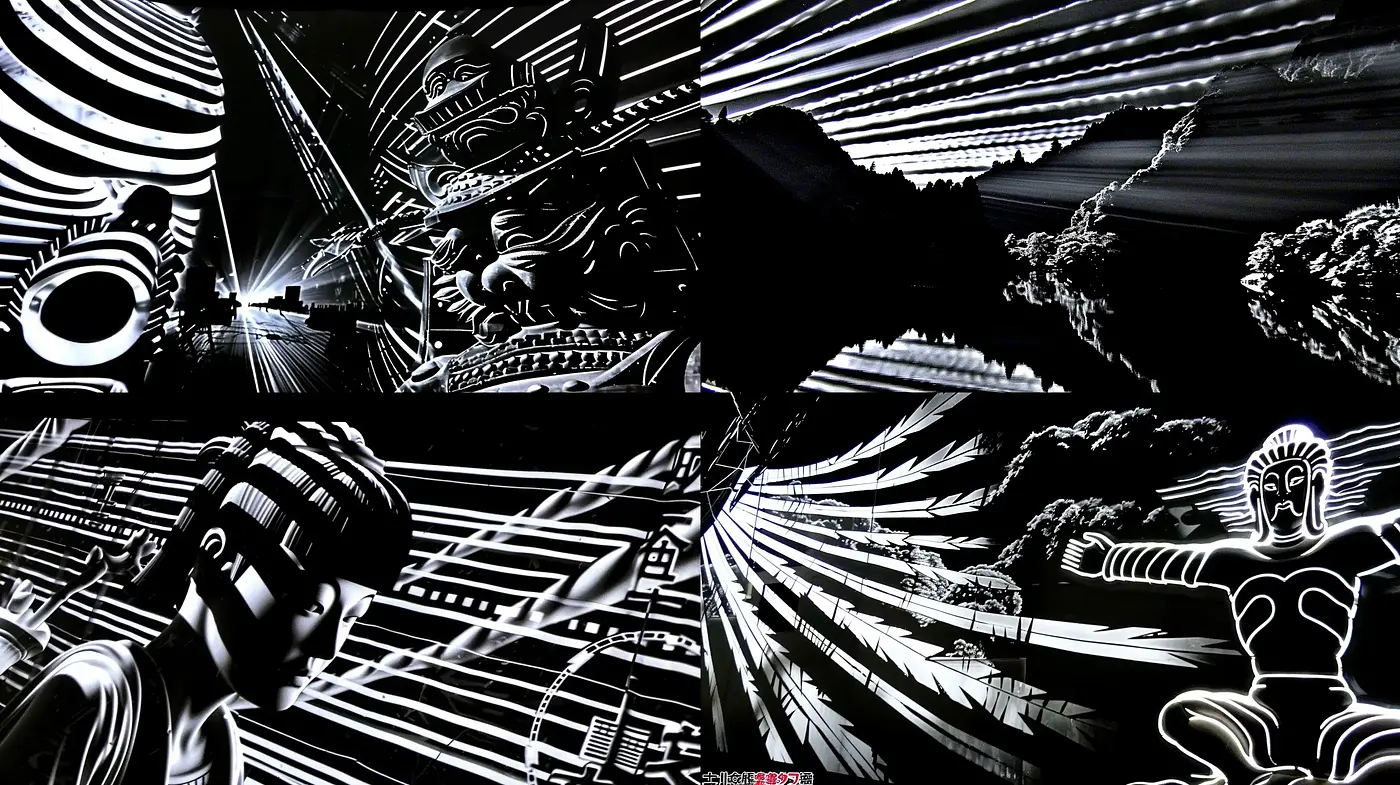 Monochromatic Futurism with Dynamic Geometric Accentuation - Midjourney sref style