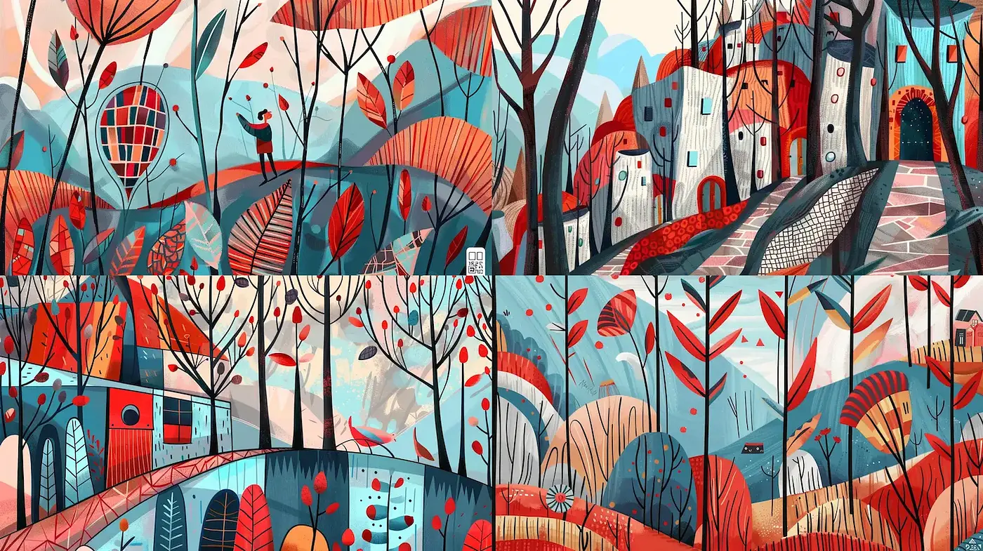 Whimsical Vibrant Landscapes with a Playful Tone - Midjourney sref style