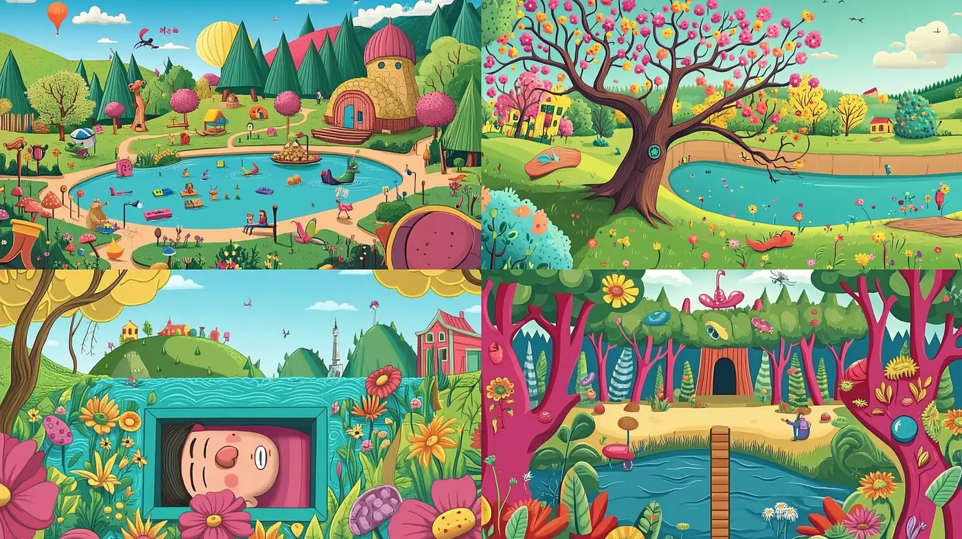 Enchanting Storybook Countryside: A Lush Pastel Panorama - Midjourney sref style
