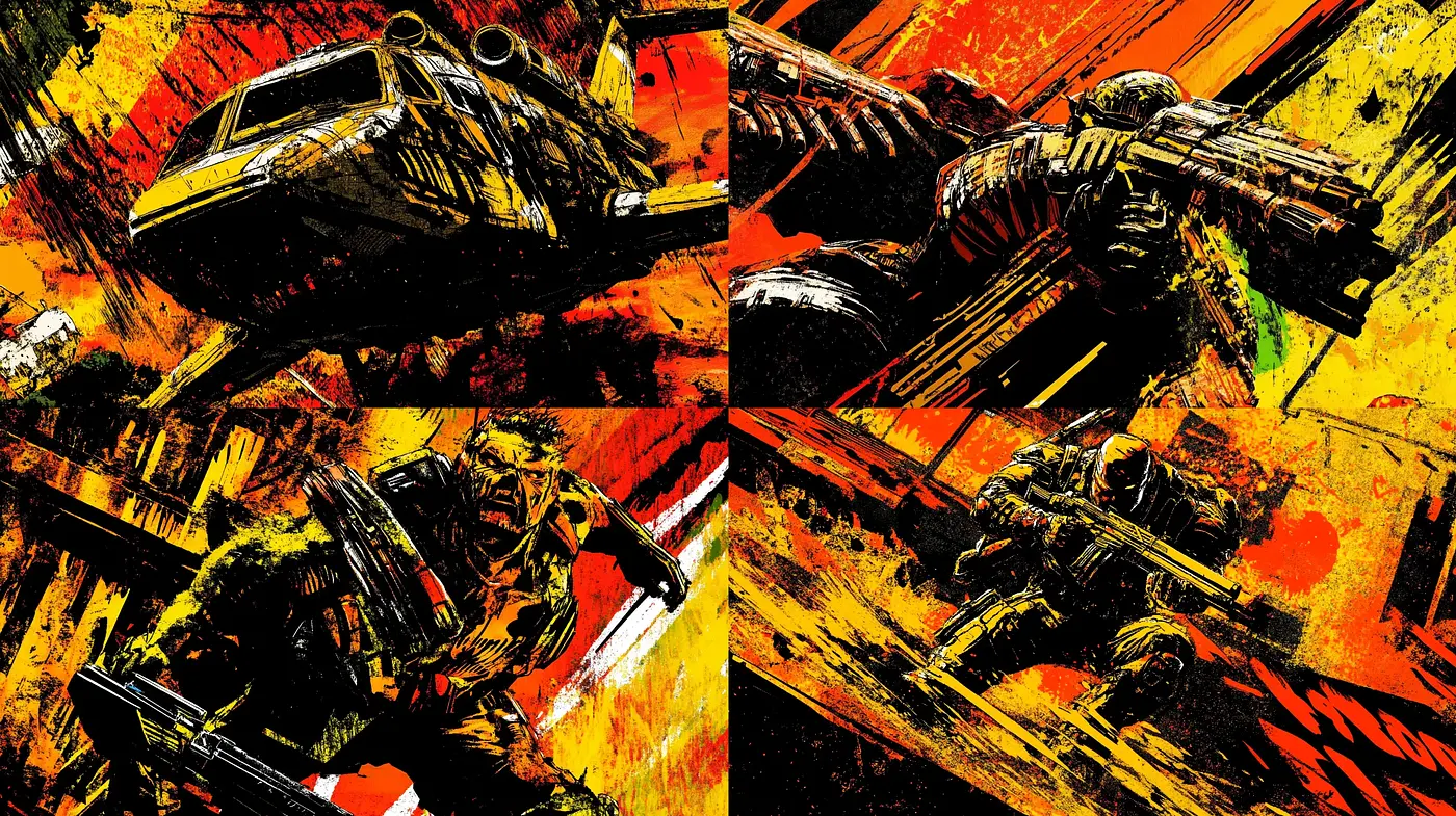 Dynamic Brushstroke Intensity: A Vigorous Exploration of Motion and Energy - Midjourney sref style