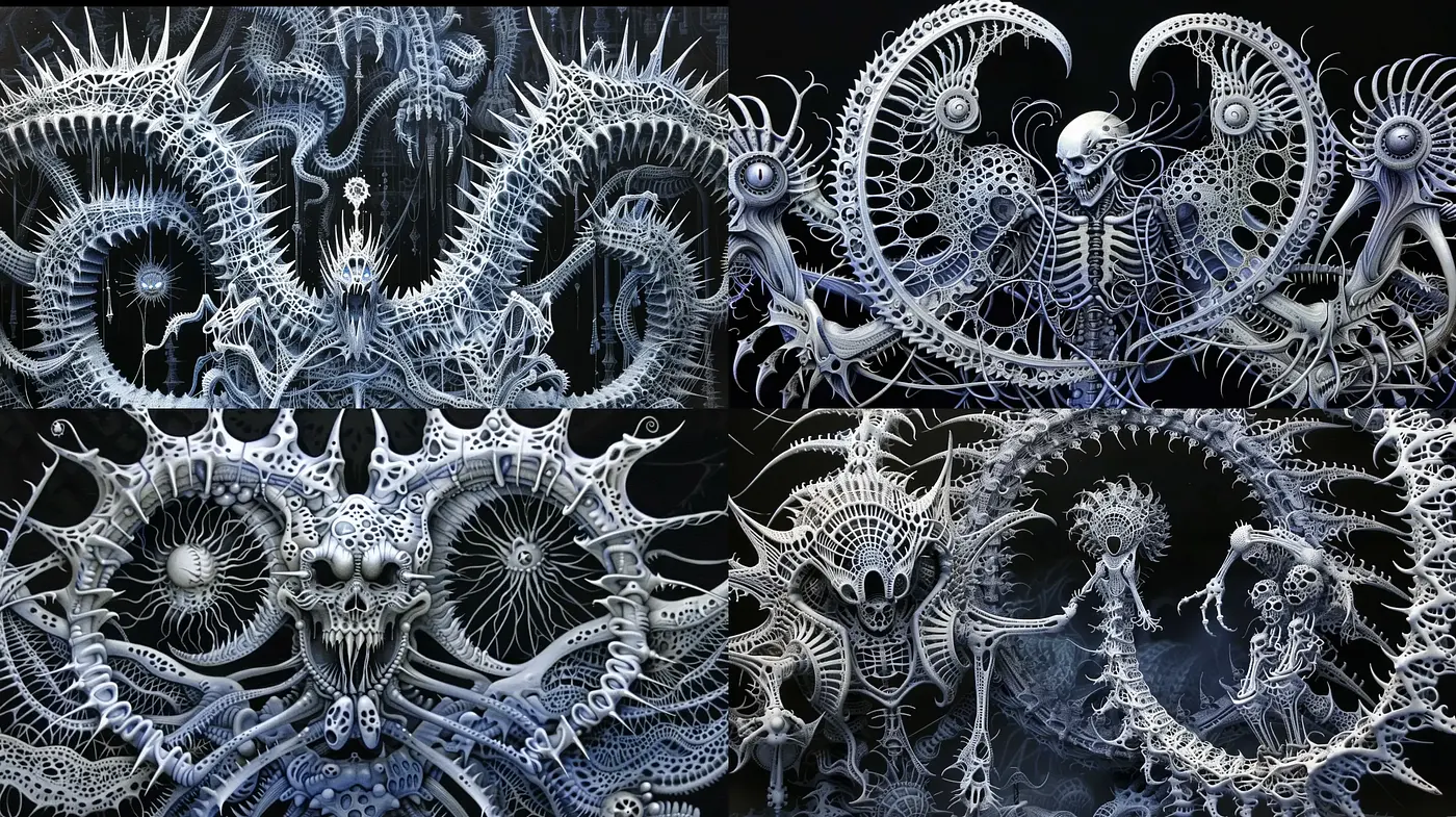 Ethereal Biomechanical Dreamscape - Midjourney sref style