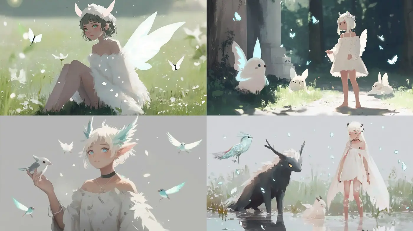 Ethereal Pastoral Whimsy: A Softly Lit Journey through Enchanted Realms - Midjourney sref style