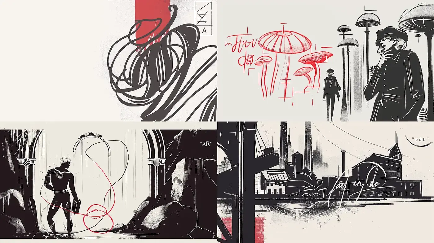 Stylized Minimalist Illustrations with a Futuristic Touch - Midjourney sref style