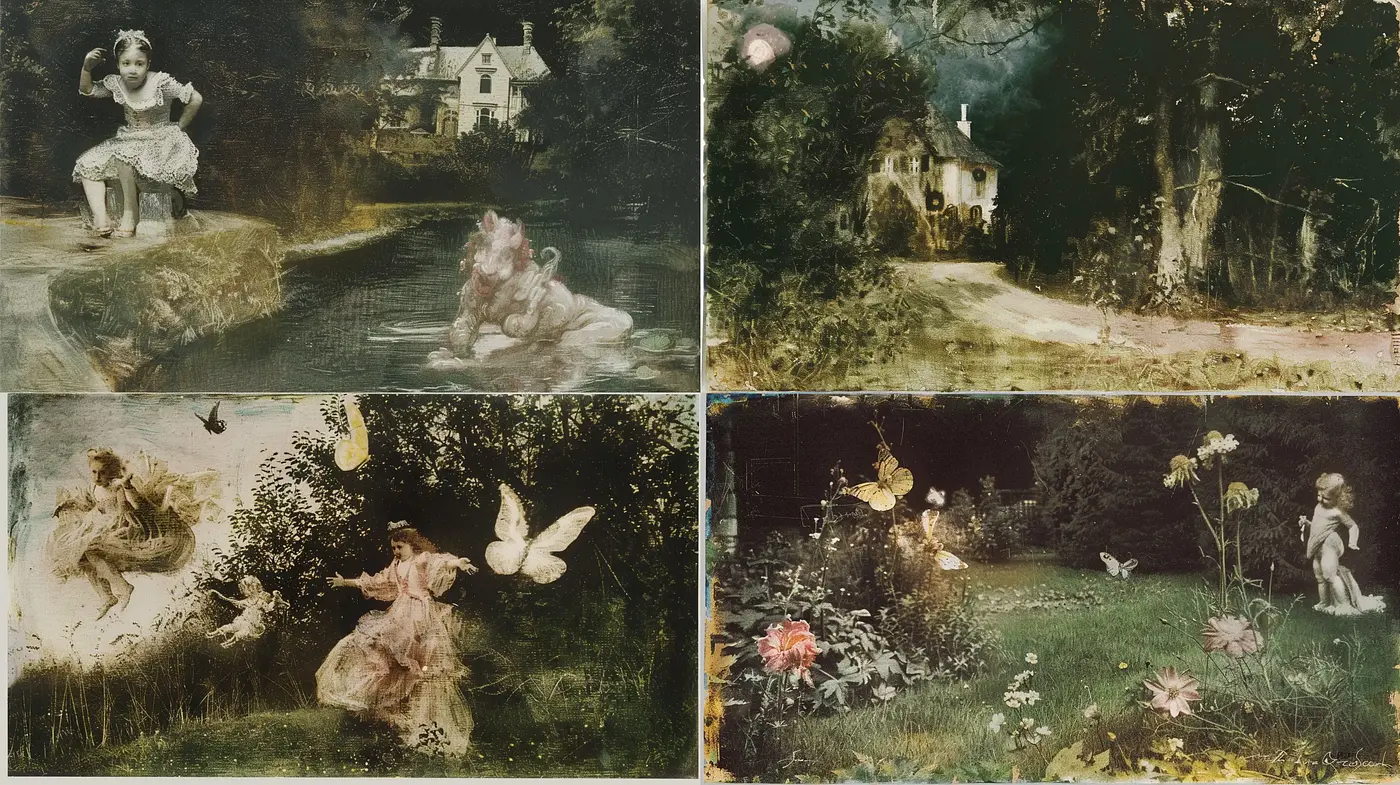 Enchanted Vintage Dreamscape with Ethereal Storybook Appeal - Midjourney sref style