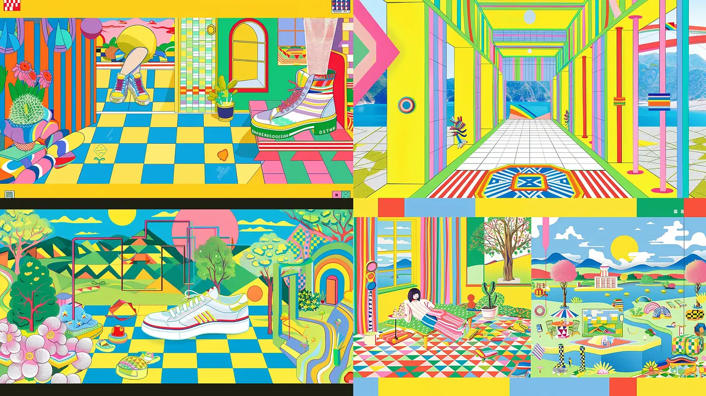 Vibrant Pop-Art Labyrinth: A Kaleidoscope of Colorful Complexity - Midjourney sref style