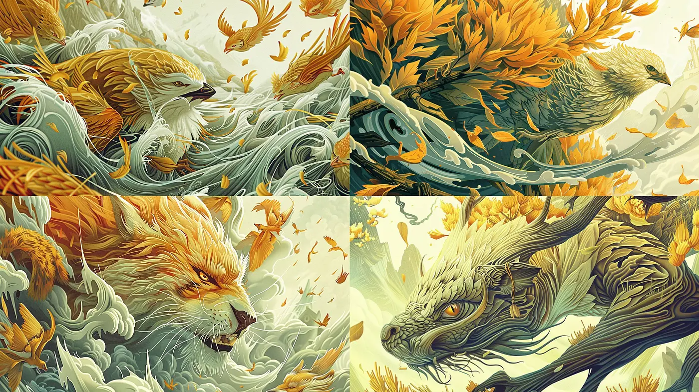 Ethereal Nature Symphony in Stylized Brushstrokes and Pastel Hues - Midjourney sref style
