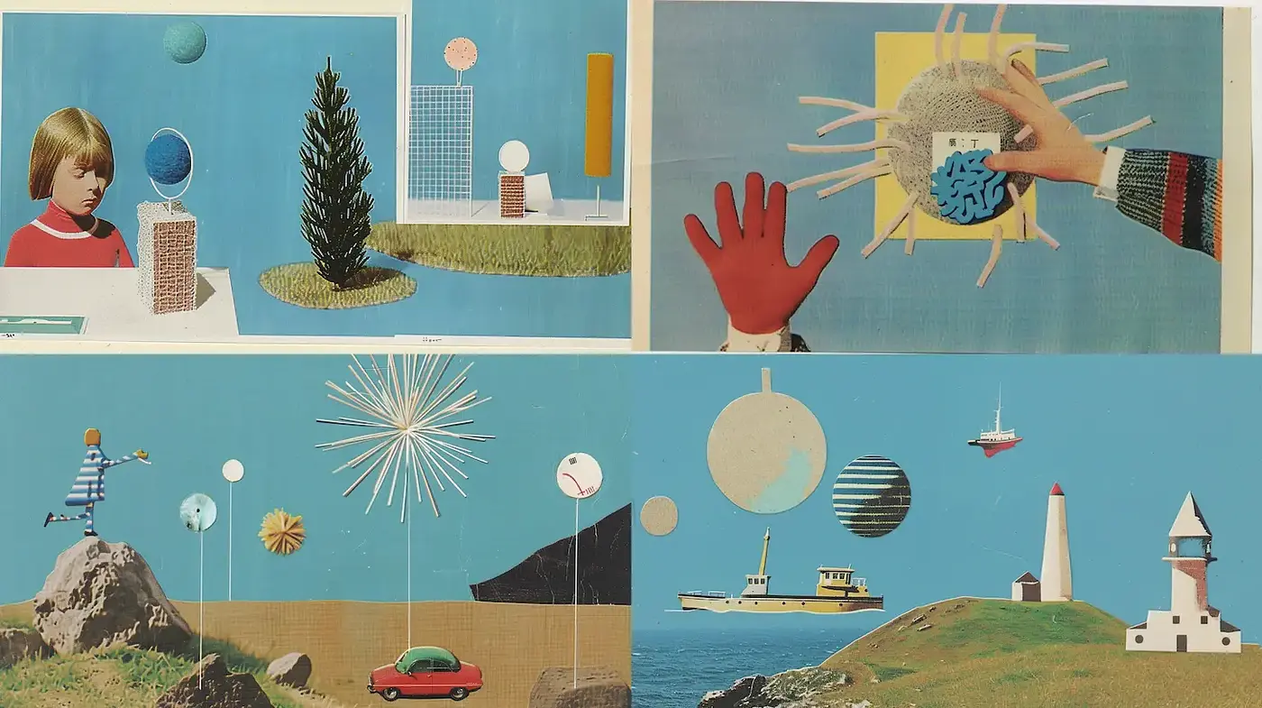 Whimsical and Playful Collage with a Modernist Flair - Midjourney sref style