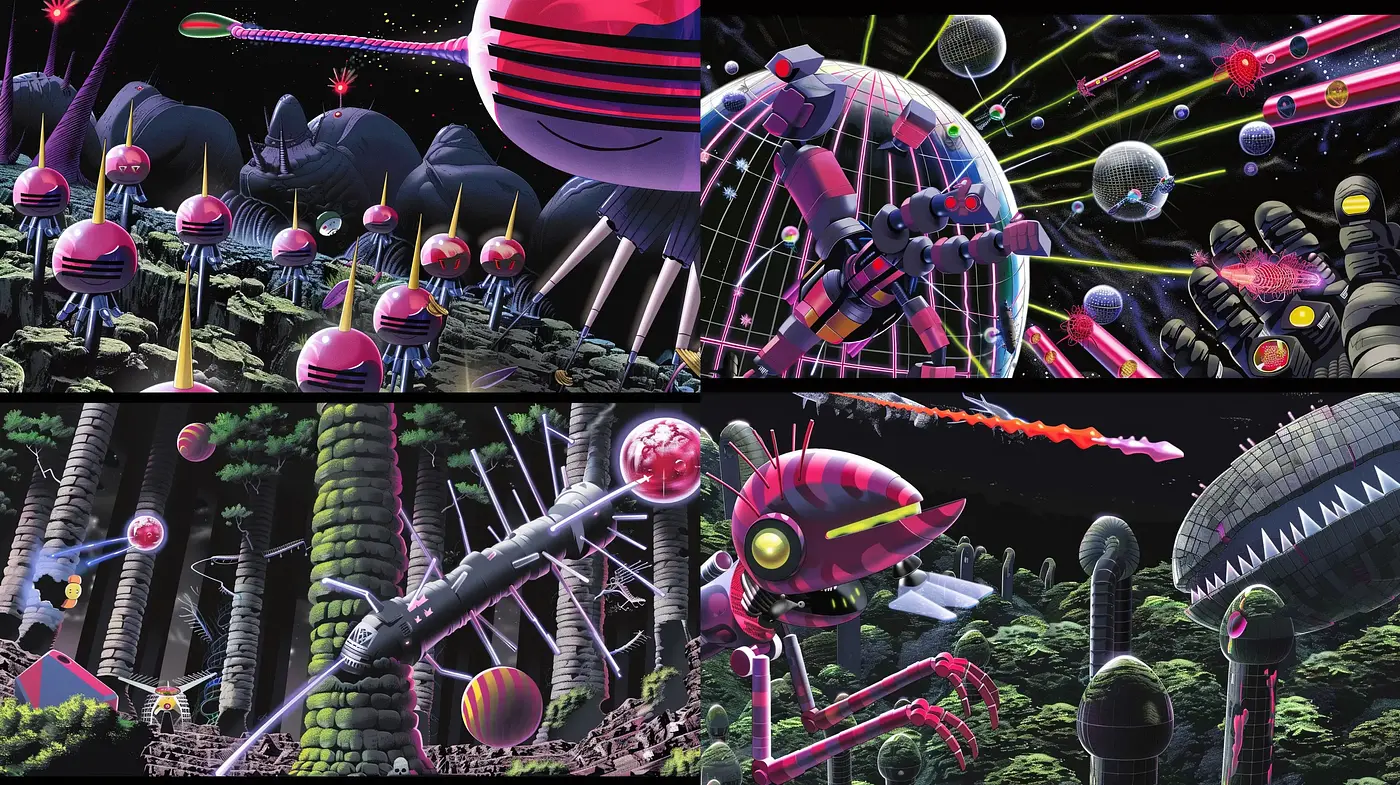 Futuristic Retro Sci-Fi Dreamscape - Midjourney sref style