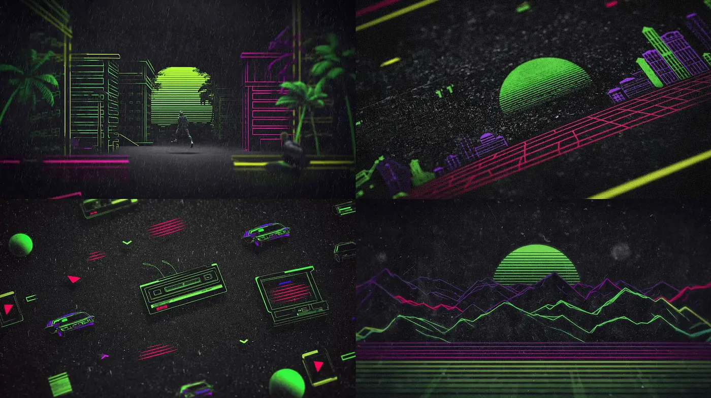 Futuristic Neon Retro Aesthetic with a Cyberpunk Vibe - Midjourney sref style