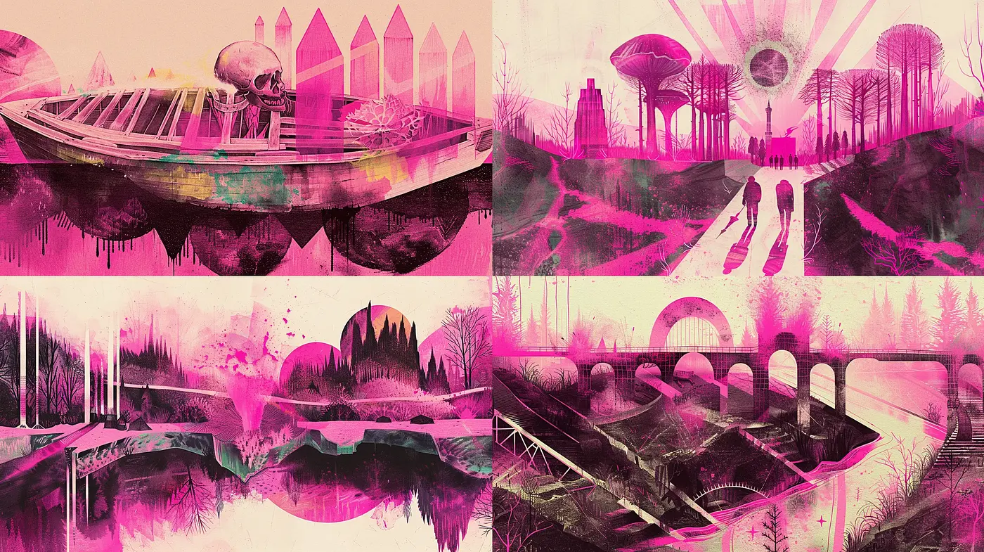 Ethereal Fantasy Fusion with a Surreal Magenta Dreamscape - Midjourney sref style