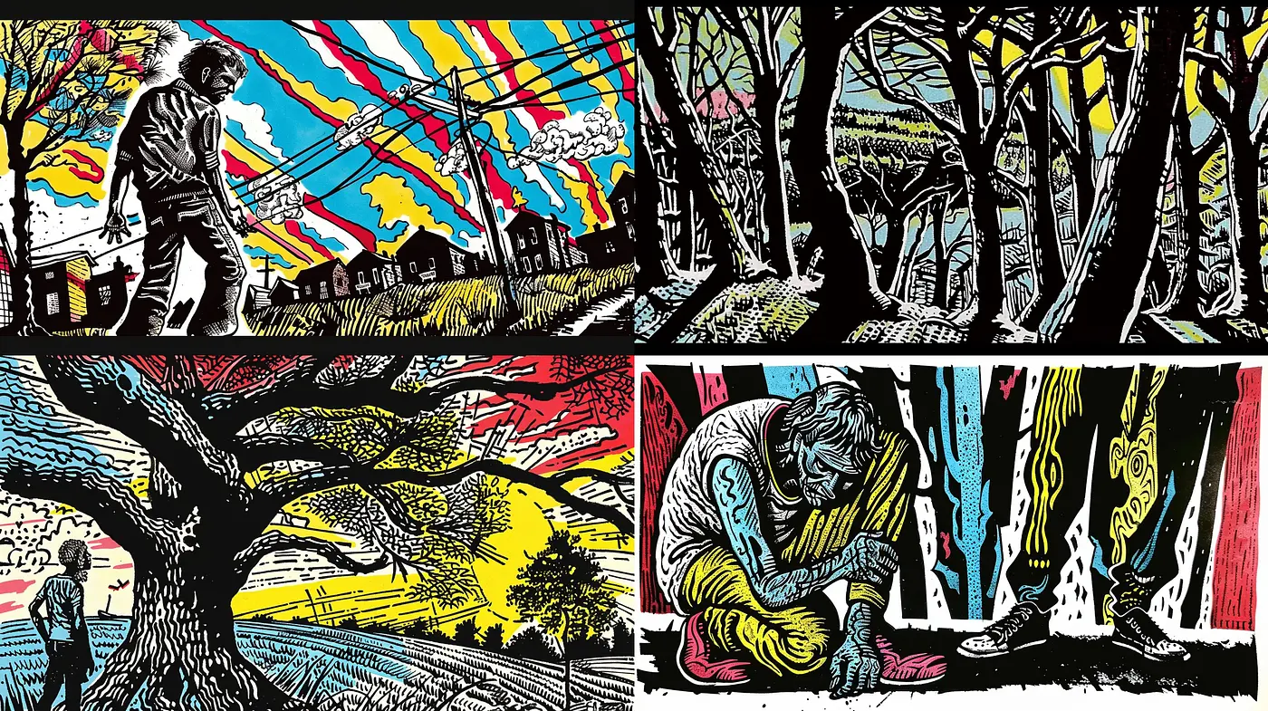 Vibrant Expressionism with Surreal Overtones and Stark Contrasts - Midjourney sref style