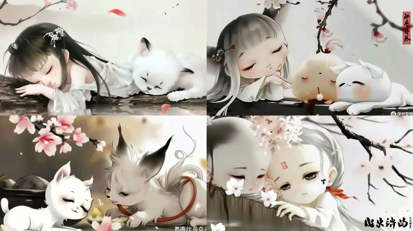 Gentle Cherry Blossom Dreamscape in Soft Anime Style - Midjourney sref style