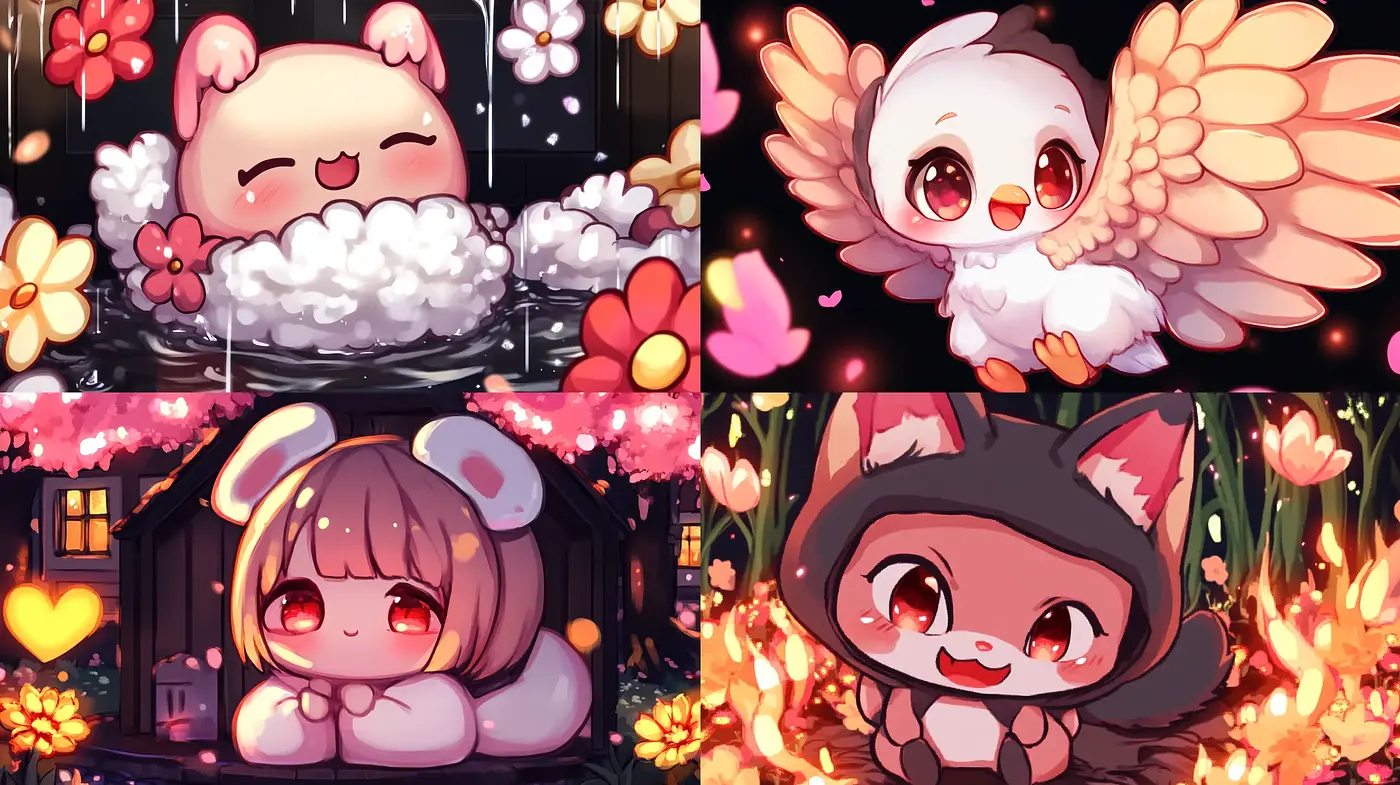 Luminous Whimsy: A Radiant Display of Enchanted Anime-Inspired Creatures - Midjourney sref style