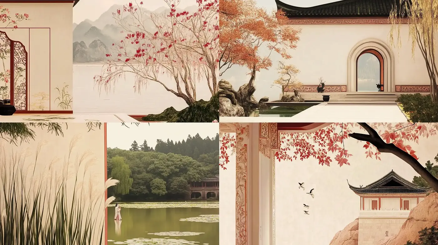 Tranquil East Asian-Inspired Landscape Visions - Midjourney sref style