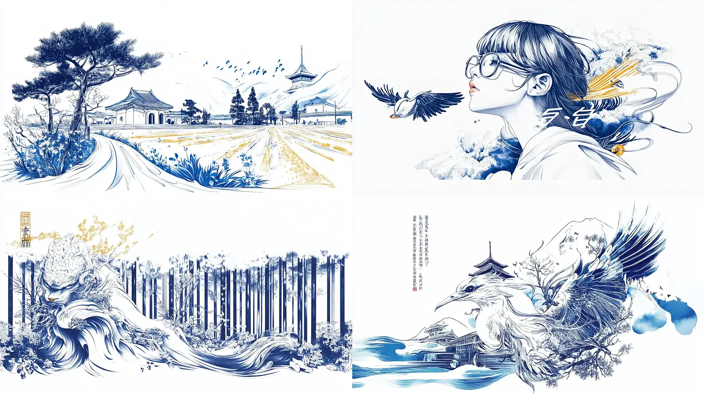 Ethereal Indigo Dreamscape: A Digital Brushstroke Journey - Midjourney sref style