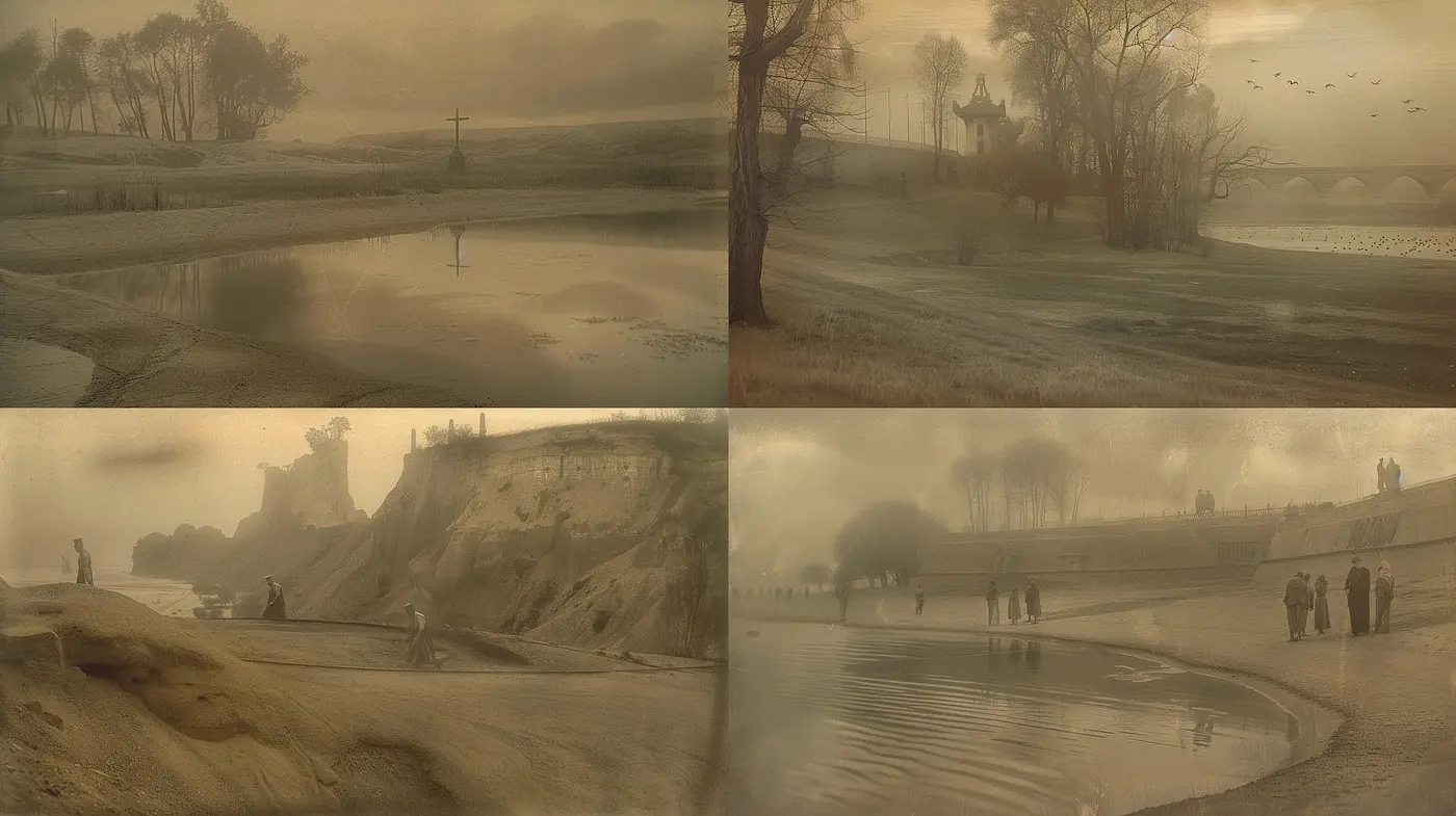 Ethereal Monochromatic Landscapes: An Homage to Tranquil Solitude - Midjourney sref style