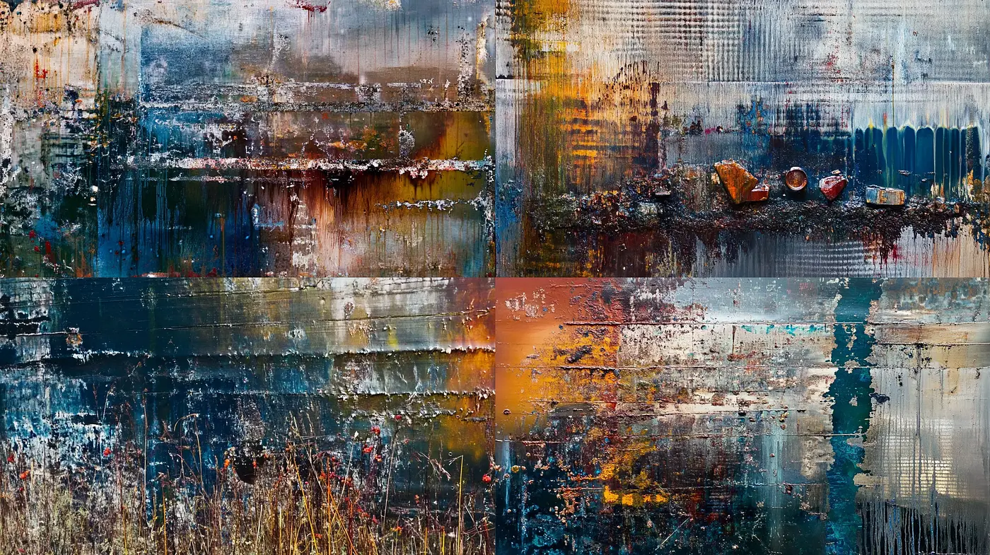 Abstract Textural Montage with Industrial Overtones - Midjourney sref style