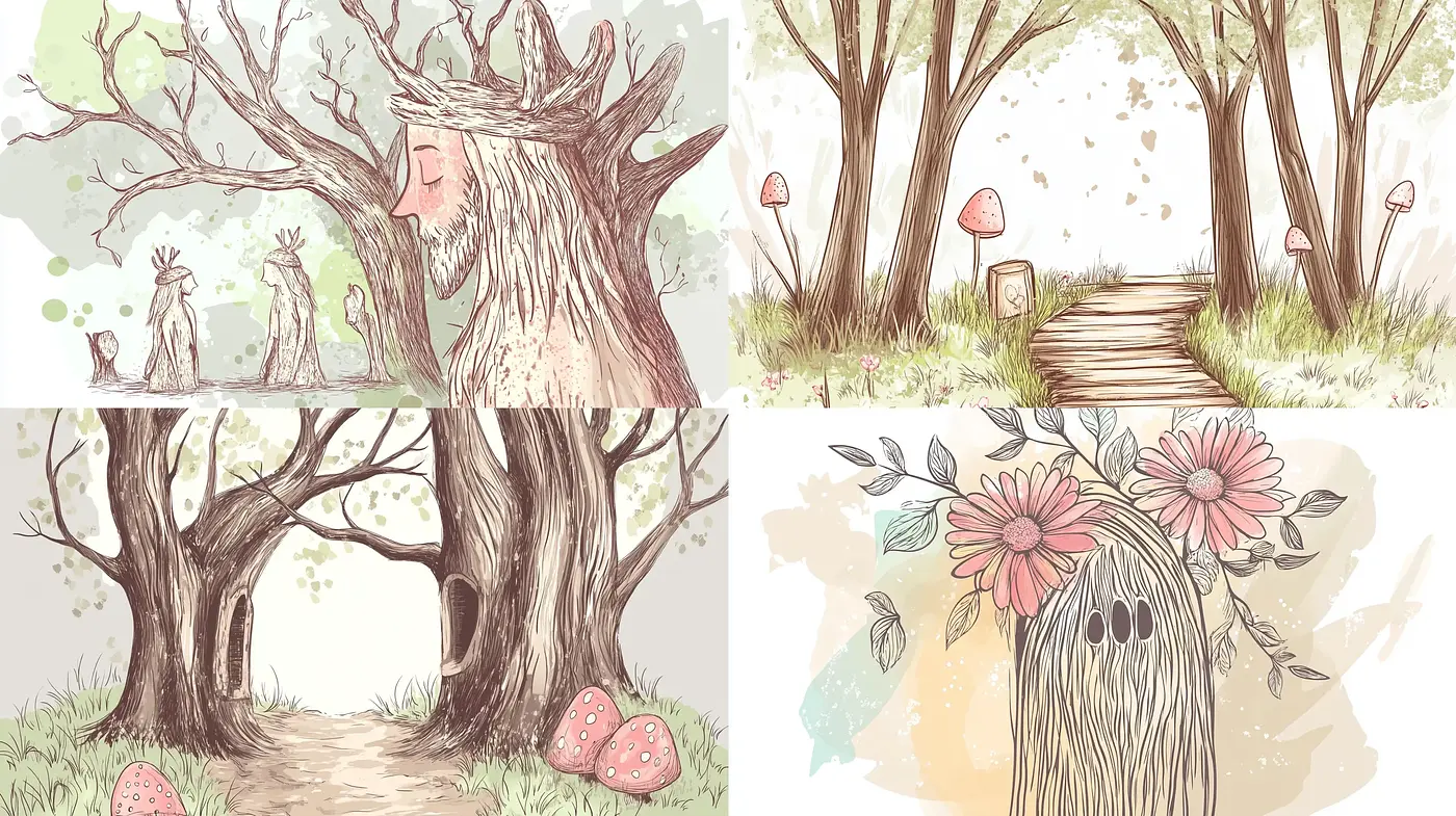 Enchanted Forest Whimsy: A Dreamlike Pastel Illustration Series - Midjourney sref style