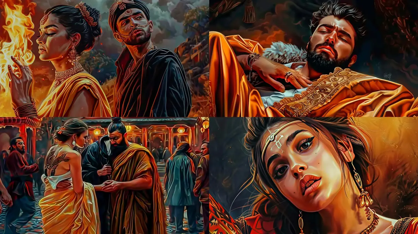 Fiery Twilight Hues in Baroque-Inspired Digital Brushwork - Midjourney sref style