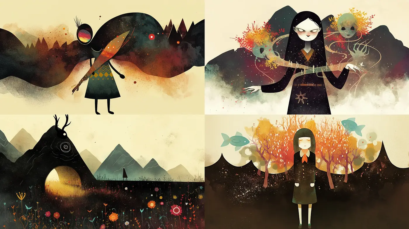 Ethereal Autumn Whimsy: A Study in Enchanted Illustration - Midjourney sref style