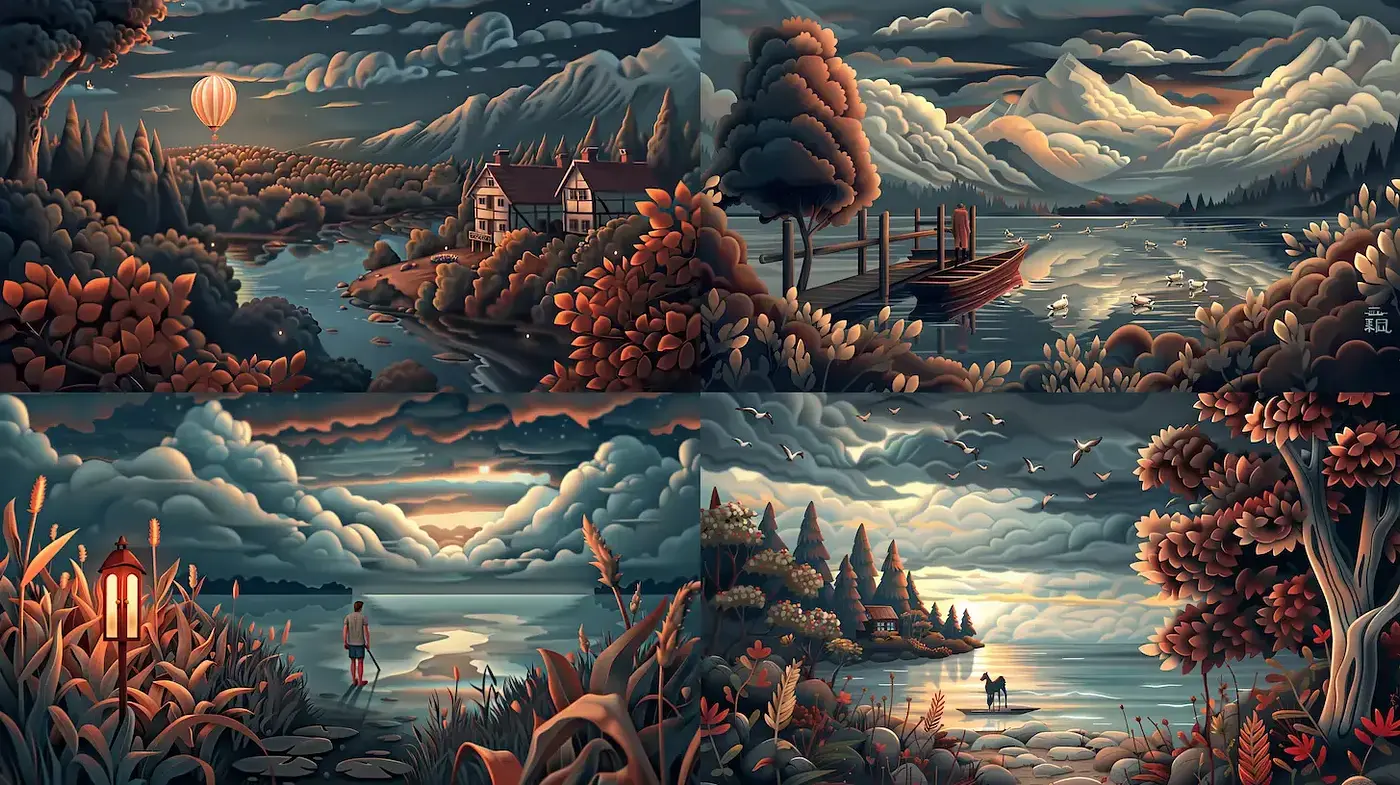 Atmospheric and Dreamlike Landscape Art - Midjourney sref style