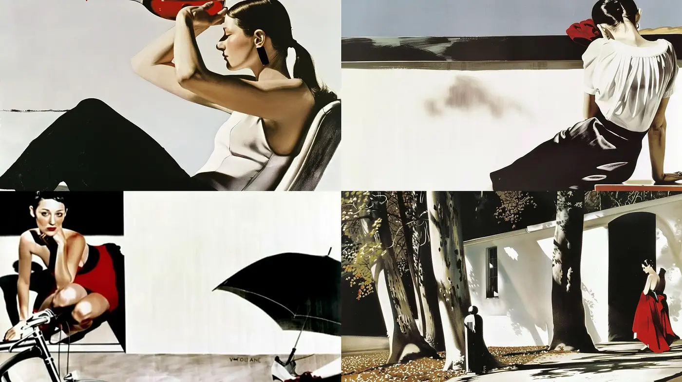 Contemporary Elegance with a Touch of Surrealism in Monochromatic Tones - Midjourney sref style