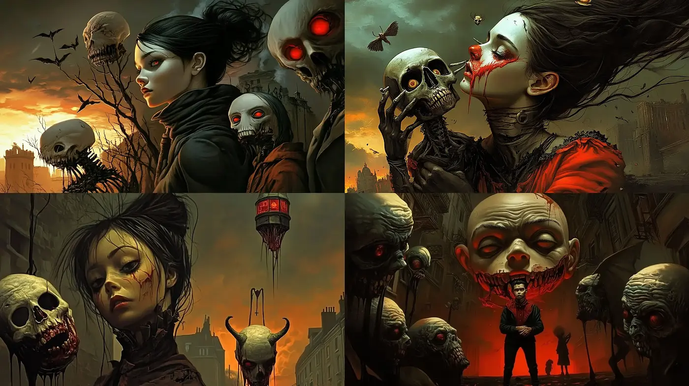 Eerie Gothic Twilight: A Fusion of Dark Fantasy and Surreal Horror - Midjourney sref style
