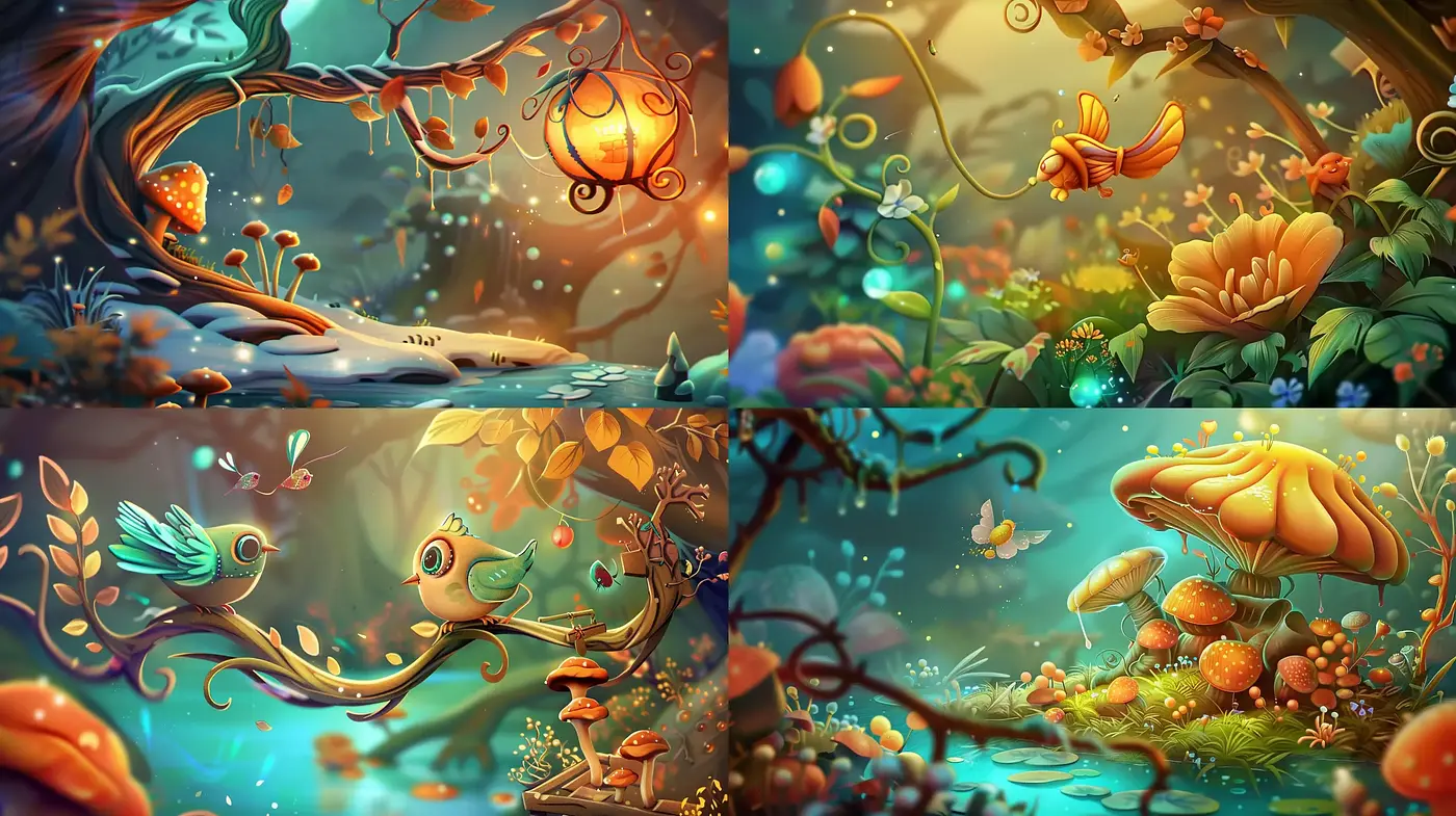 Enchanted Autumnal Twilight: A Whimsical Fusion of Nature and Fantasy - Midjourney sref style
