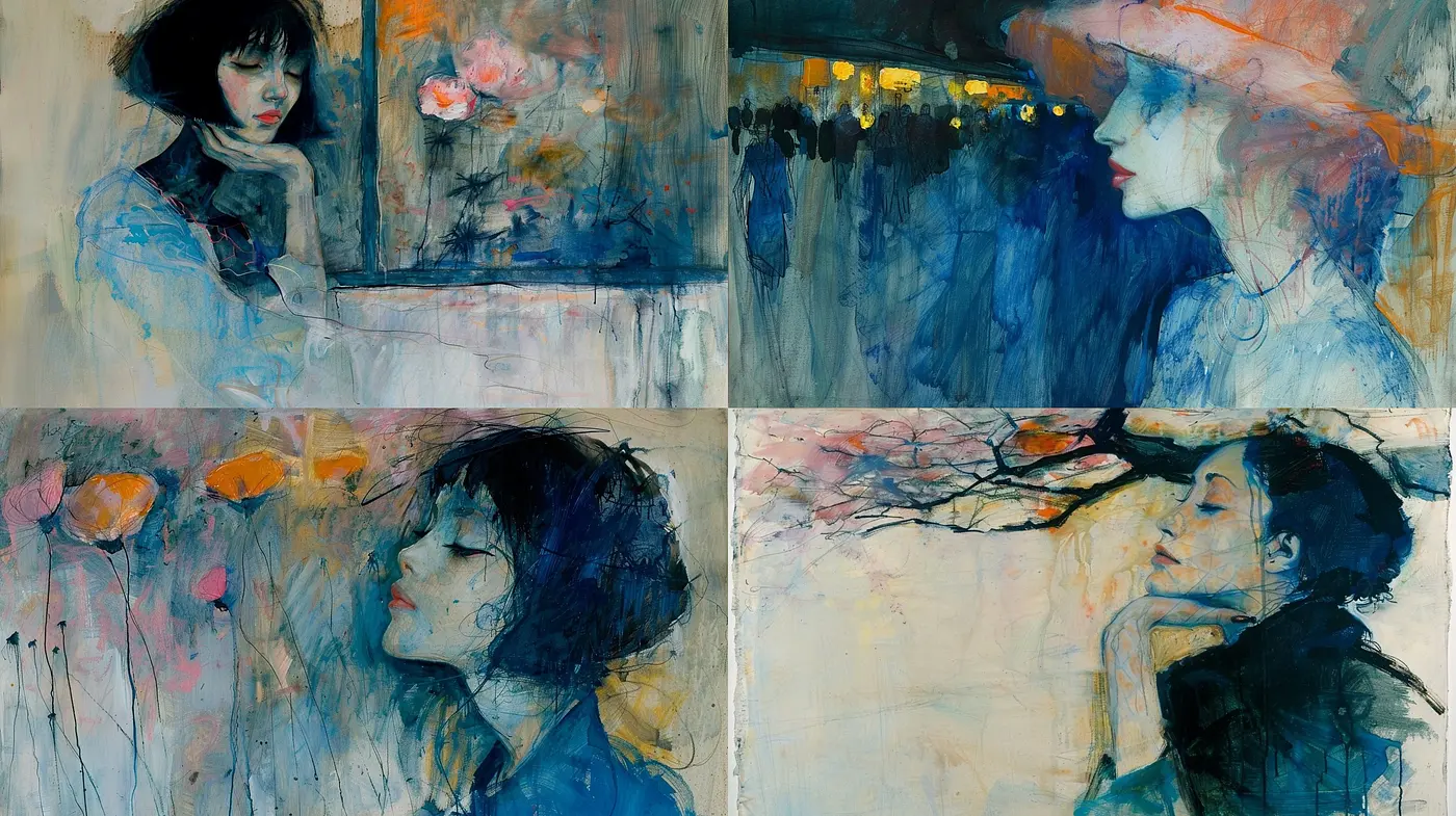 Ethereal Brushstrokes and Dreamy Indigo Hues: A Contemporary Ode to Impressionism - Midjourney sref style