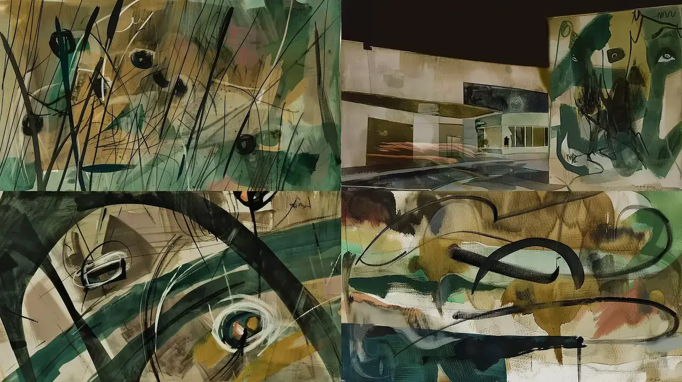Abstract Composition with Organic Shapes and Textures - Midjourney sref style