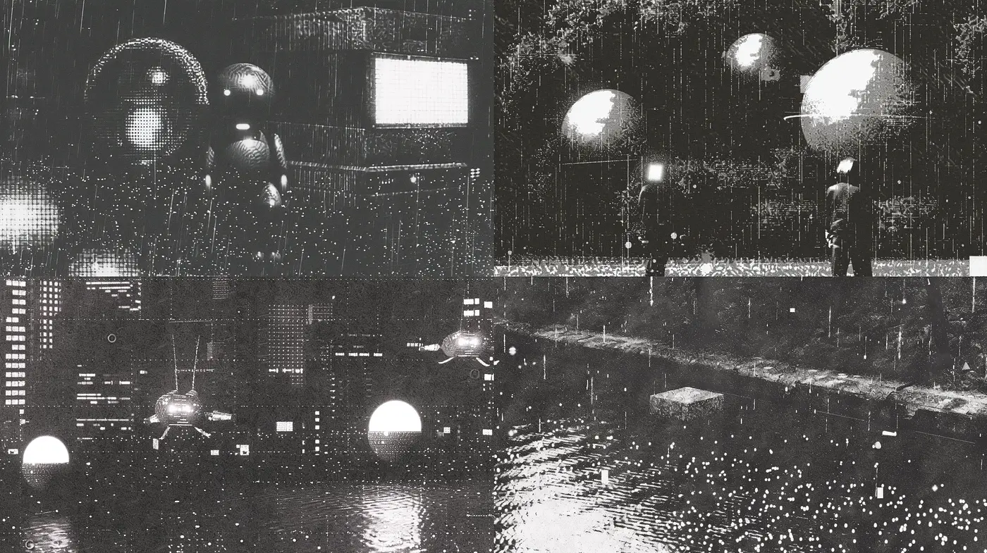 Nocturnal Luminescence: A Fusion of Neo-Noir and Cyberpunk Elements - Midjourney sref style