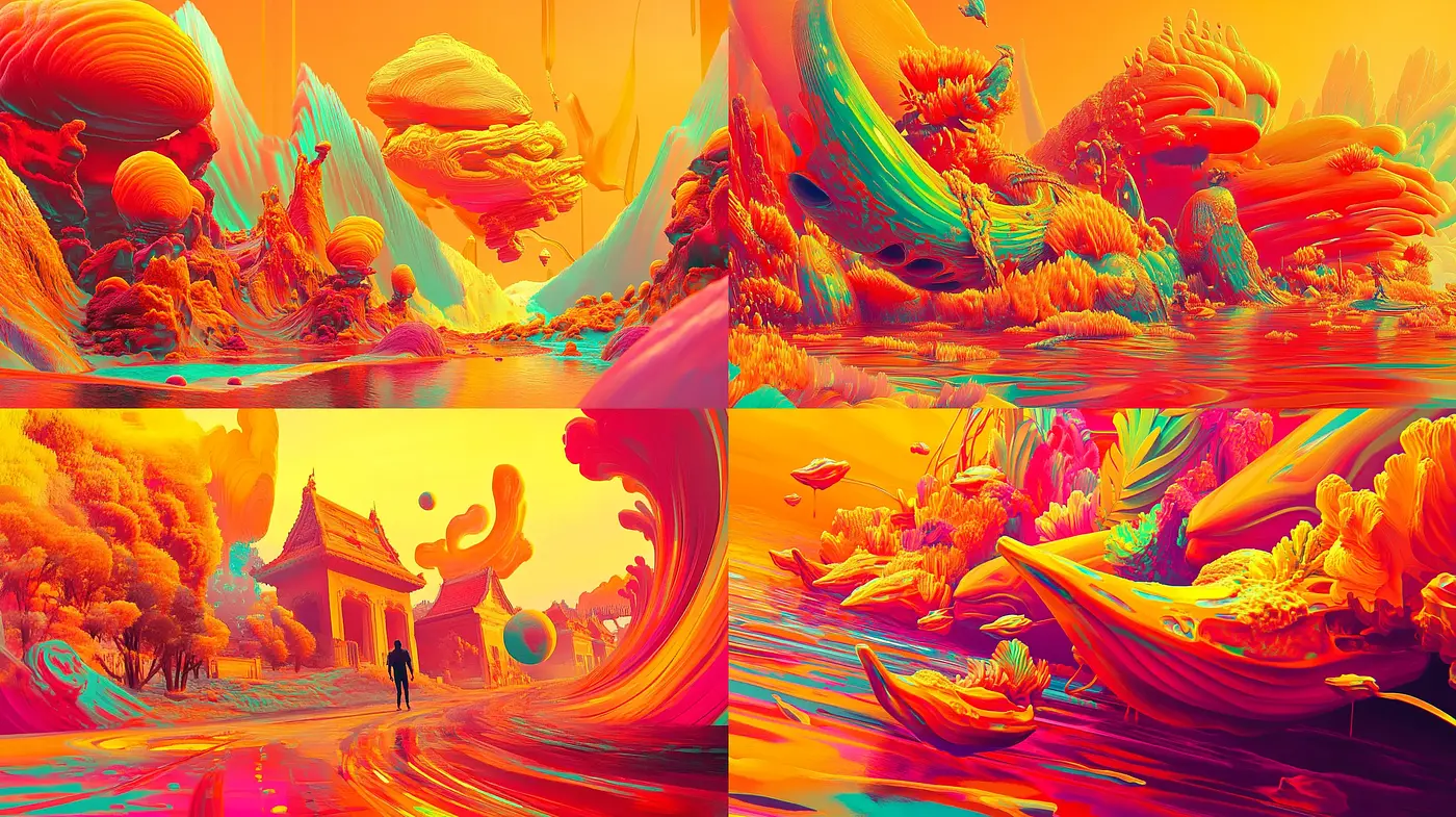 Psychedelic Dreamscape Harmony - Midjourney sref style