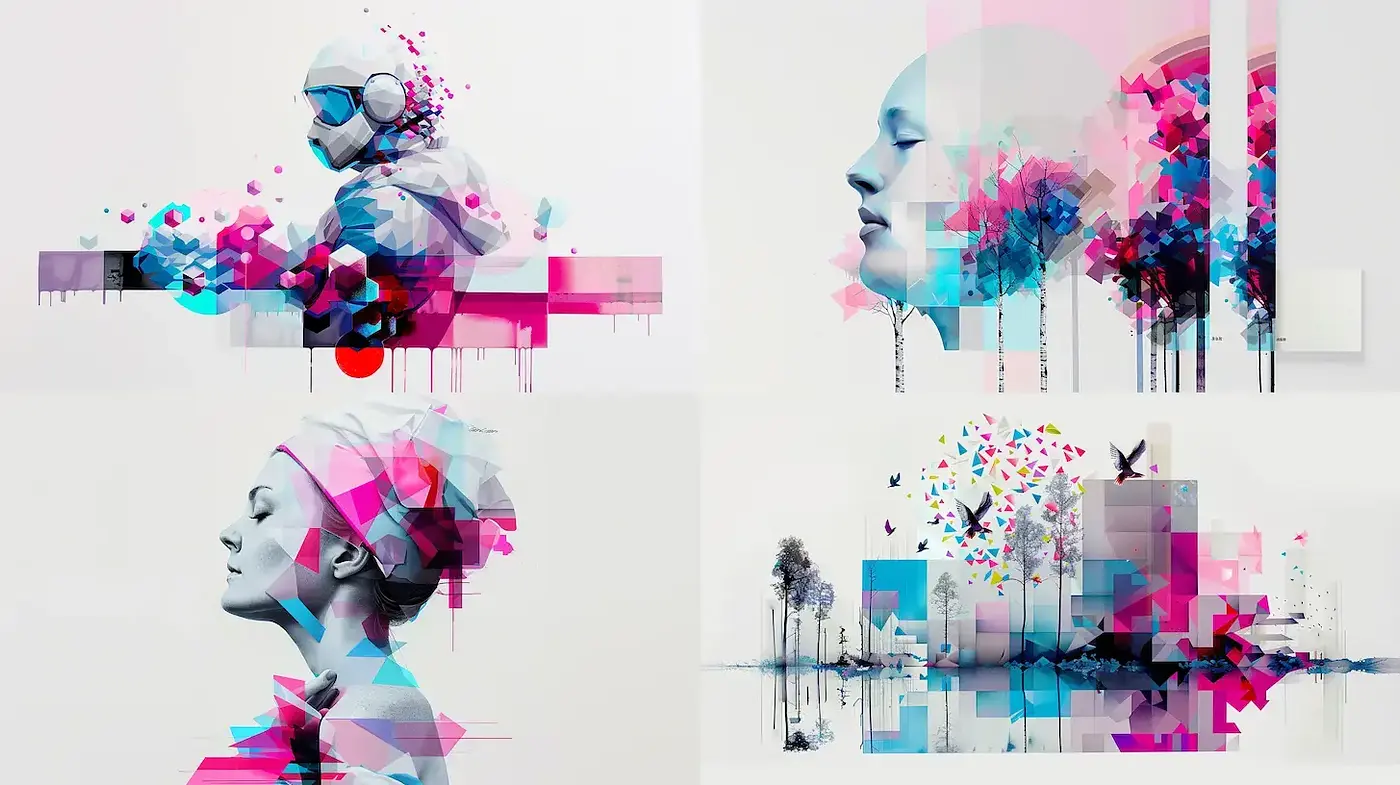 Vibrant Geometric Expressionism with a Futuristic Flair - Midjourney sref style