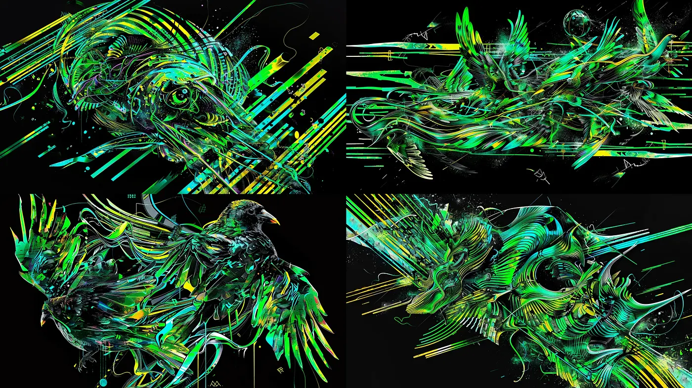 Neon Flux: A Luminous Dance of Abstract Cybernetic Forms - Midjourney sref style